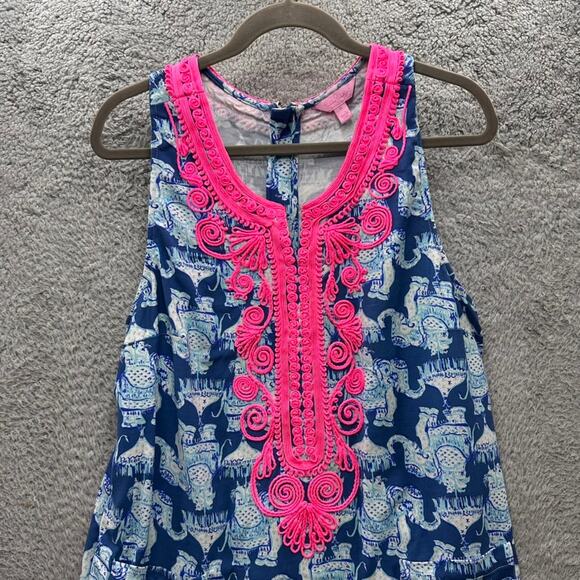 Lilly Pulitzer Size 16 Carlotta Stretch Shift Dress Joy Ride Elephant Coastal - Picture 3 of 12